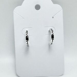 Chic Silver Patterned Hoop Earrings